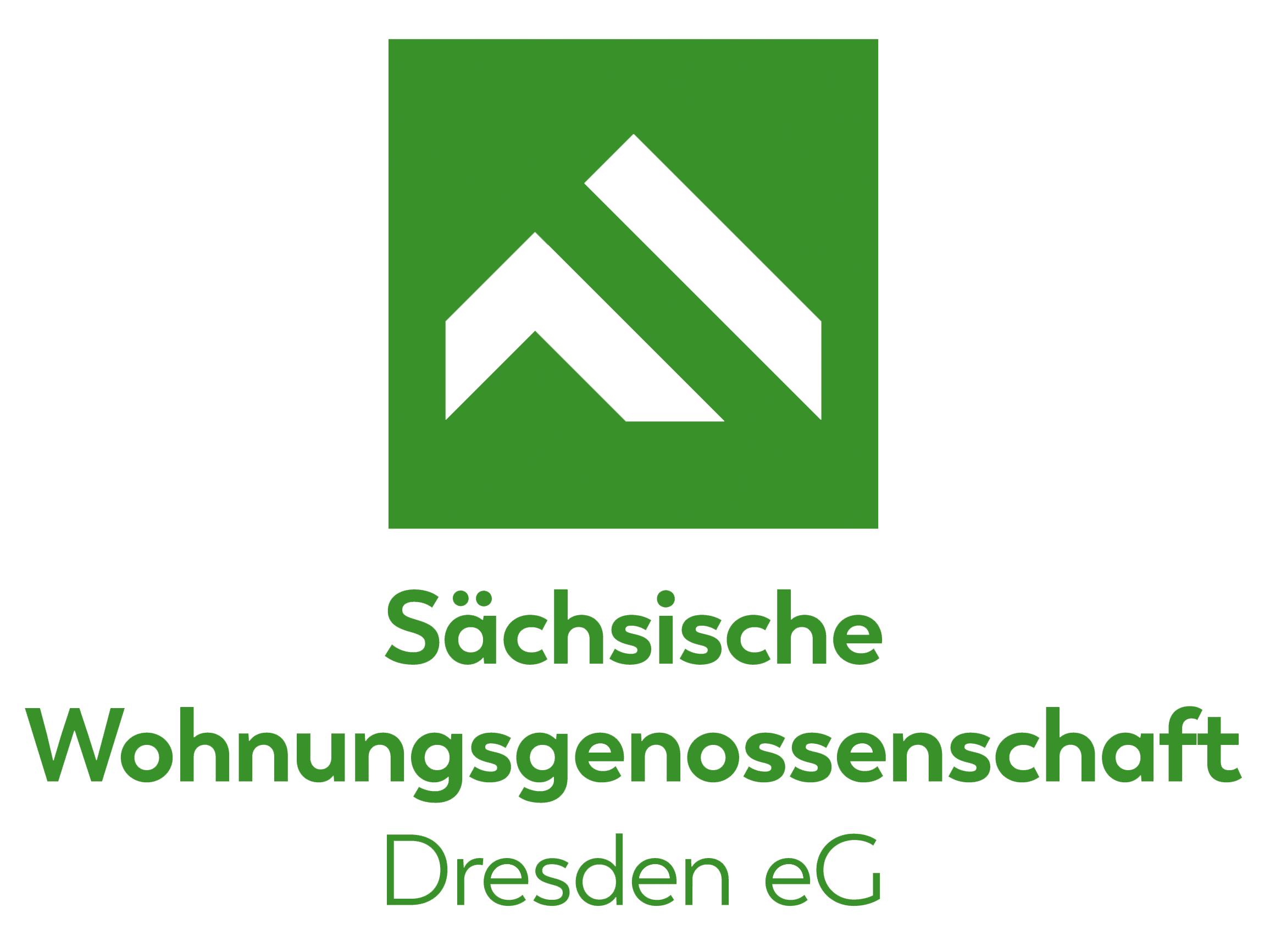 AI generated: The image shows the logo of "Sächsische Wohnungsgenossenschaft Dresden eG". It presents a stylised, green graphic design with the name of the cooperative underneath.